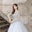 Sparkly Grey Prom Dresses 2018 Ball Gown Beading Sequins Scoop Neck Long Sleeve Backless Floor-Length / Long Formal Dresses