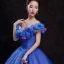 Cinderella Royal Blue Prom Dresses 2018 Ball Gown Appliques Off-The-Shoulder Backless Sleeveless Cathedral Train Formal Dresses