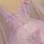 Elegant Lavender Prom Dresses 2018 Ball Gown Appliques Lace Flower Beading Pearl Sequins Scoop Neck Backless Sleeveless Watteau Train