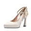 Fashion Black Evening Party Pierced Pumps 2021 Leather Ankle Strap 10 cm Stiletto Heels Pointed Toe Pumps High Heels