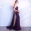 Sexy Violet Robe De Soirée 2018 Trompette / Sirène Perlage Cristal Paillettes Une épaule Sans Manches Dos Nu Train De Balayage Robe De Ceremonie