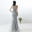 Scintillantes Gris Robe De Soirée 2018 Trompette / Sirène Fait main Perlage Cristal Perle Faux Diamant Paillettes Encolure Dégagée Sans Manches Train De Balayage Robe De Ceremonie