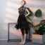 Elegant Black Cocktail Dresses 2018 A-Line / Princess Asymmetrical Rhinestone Embroidered High Neck Cap Sleeves Formal Dresses