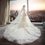 Modern / Fashion Champagne Wedding Dresses 2018 A-Line / Princess Lace Flower Star Spaghetti Straps Backless Sleeveless Cathedral Train Wedding
