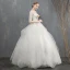 Elegant Ivory Wedding Dresses 2018 Ball Gown Cascading Ruffles Lace Flower Scoop Neck 1/2 Sleeves Floor-Length / Long Wedding