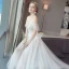 Chic / Beautiful Ivory Beach Wedding Dresses 2018 A-Line / Princess Beading Pearl Lace Flower Off-The-Shoulder Backless Sleeveless Split Front Floor-Length / Long Wedding