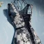 Elegant Navy Blue Formal Dresses 2017 Lace Flower Bow Scoop Neck Sleeveless Ankle Length Empire Evening Dresses