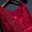 Chic / Beautiful Red Formal Dresses Evening Dresses  2017 Lace Flower Sequins Pearl 3/4 Sleeve V-Neck Ankle Length A-Line / Princess