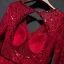 Chic / Belle Rouge Robe De Ceremonie Robe De Soirée 2017 Dentelle Paillettes Noeud Dos Nu Longueur Cheville V-Cou 3/4 Manches Princesse