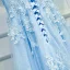 Elegant Sky Blue Wedding Party Dresses 2017 Empire Lace Flower Beading Scoop Neck Short Sleeve Tea-length Bridesmaid Dresses