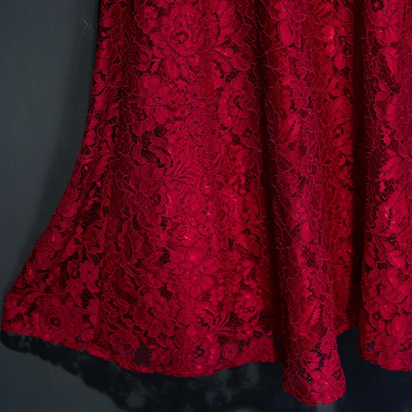 Chic / Belle Rouge Robe De Ceremonie 2017 Princesse En Dentelle Fleur Perlage Encolure Dégagée 1/2 Manches Longueur Cheville Robe De Soirée