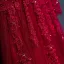 Chic / Belle Rouge Robe De Ceremonie 2017 Princesse Dentelle Fleur Perlage Cristal Encolure Dégagée Manches Longues Longue Robe De Soirée