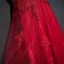 Chic / Beautiful Red Formal Dresses 2017 Lace Flower Sequins Pearl V-Neck Sleeveless Floor-Length / Long Empire Evening Dresses
