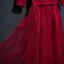 Chic / Belle Rouge Robe De Ceremonie Robe De Soirée 2017 En Dentelle Fleur Noeud Paillettes Col Haut 1/2 Manches Longueur Cheville Princesse