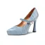 Fashion Sky Blue Prom Pumps 2021 Leather 10 cm Stiletto Heels Pointed Toe Pumps High Heels