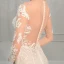 Sexy Champagne Wedding Dresses 2018 Trumpet / Mermaid Lace Flower Pearl Scoop Neck Long Sleeve Chapel Train Wedding
