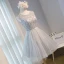 Chic / Beautiful Grey Summer Homecoming Graduation Dresses 2018 A-Line / Princess Beading Pearl Sash Scoop Neck Backless Sleeveless Short Formal Dresses