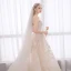 Modern / Fashion Champagne Wedding Dresses 2018 A-Line / Princess Appliques Lace Flower Pearl Sequins Bow Strapless Backless Sleeveless Cathedral Train Wedding