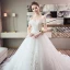 Chic / Belle Blanche Robe De Mariée 2018 Robe Boule En Dentelle Appliques De l'épaule Dos Nu Sans Manches Chapel Train Mariage