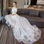 Moderne / Mode Haute Basse Blanche Robe De Mariée 2018 Princesse Appliques En Dentelle De l'épaule Dos Nu Sans Manches Tribunal Train Mariage