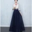 Elegant Formal Dresses 2017 A-Line / Princess Lace Flower Beading Sequins 3/4 Sleeve Scoop Neck Ankle Length Prom Dresses