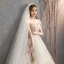 Luxury / Gorgeous Champagne Wedding Dresses 2018 A-Line / Princess Lace Beading Crystal Sequins Off-The-Shoulder Backless Sleeveless Royal Train Wedding