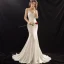 Schlicht Ivory / Creme Brautkleider 2018 Mermaid Perlenstickerei Stoffgürtel Spaghettiträger Rückenfreies Ärmellos Hof-Schleppe Hochzeit