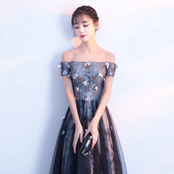 Chic / Beautiful Black Evening Dresses 2018 A-Line / Princess Appliques Lace Flower Crystal Sequins Off-The-Shoulder Sleeveless Backless Floor-Length / Long Formal Dresses