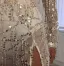 Sexy Champagner Maxikleider 2018 Durchsichtige Pailletten Gespaltete Front V-Ausschnitt Lange Ärmel Lange Damenbekleidung