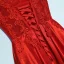 Chic / Beautiful Red Formal Dresses Evening Dresses  2017 Lace Flower Short Sleeve V-Neck A-Line / Princess Ankle Length