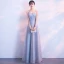 Elegant Grey Evening Dresses  2018 A-Line / Princess Glitter Tulle Spaghetti Straps Backless Sleeveless Floor-Length / Long Formal Dresses