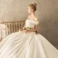 Elegant Ivory Wedding Dresses 2018 Ball Gown Buttons Off-The-Shoulder Backless Short Sleeve Cathedral Train Wedding