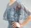 Modern / Fashion Pool Blue Cocktail Dresses 2018 A-Line / Princess Asymmetrical Lace Flower Pearl Scoop Neck Backless Short Sleeve Formal Dresses