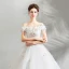 Amazing / Unique White Wedding Dresses 2018 Ball Gown Lace Appliques Rhinestone Off-The-Shoulder Backless Short Sleeve Floor-Length / Long Wedding