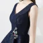 Modern / Fashion Navy Blue Party Dresses 2018 A-Line / Princess Lace V-Neck Backless Short Sleeve Short Formal Dresses