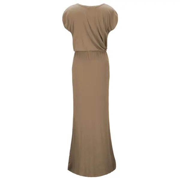 Modest / Simple Yellow Casual Maxi Dresses 2018 Trumpet / Mermaid Scoop Neck Short Sleeve Floor-Length / Long Womens Clothing