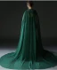 Luxury / Gorgeous Dark Green Evening Dresses  With Cloak 2018 Trumpet / Mermaid Beading Pearl Rhinestone Scoop Neck Backless Sleeveless Sweep Train Formal Dresses