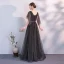 Modern / Fashion Black Evening Dresses  2018 A-Line / Princess Sash V-Neck Backless Short Sleeve Floor-Length / Long Formal Dresses