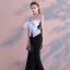 Sexy Schwarz Abendkleider 2018 Meerjungfrau Schleife Bandeau Rückenfreies Ärmellos Sweep / Pinsel Zug Festliche Kleider