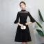 Modest / Simple Black Homecoming Graduation Dresses 2018 A-Line / Princess High Neck Bell sleeves Knee-Length Formal Dresses