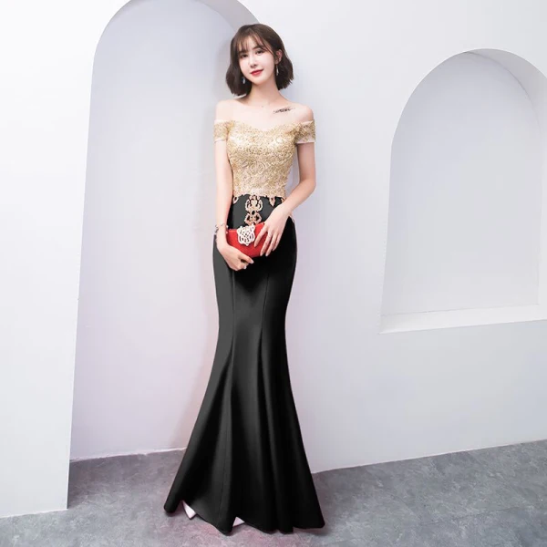 Elegant Dark Green Evening Dresses  2018 Trumpet / Mermaid Lace Beading Off-The-Shoulder Backless Short Sleeve Floor-Length / Long Formal Dresses