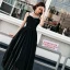 Chic / Belle Noire Robe De Bal 2018 Princesse Tachetée Noeud Bretelles Spaghetti Dos Nu Sans Manches Longueur Cheville Robe De Ceremonie