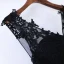 Chic / Beautiful Black Evening Dresses  2017 A-Line / Princess V-Neck Crossed Straps Tea-length Appliques Sleeveless Lace Tulle Evening Party