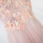 Chic / Beautiful Champagne Bridesmaid Dresses 2017 A-Line / Princess V-Neck Sleeveless Crossed Straps Appliques Beading Lace Tulle Bridesmaid Tea-length