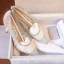 Charmant Ivory / Creme Spitze Brautschuhe 2021 Pailletten 8 cm Stilettos Spitzschuh Hochzeit Pumps Hochhackige