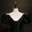 Elegant Black Satin Prom Dresses 2023 Ball Gown V-Neck Puffy Short Sleeve Backless Floor-Length / Long Prom Formal Dresses