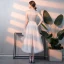 Chic / Belle Argenté Robe De Cocktail 2018 Princesse Perlage Paillettes Noeud Encolure Dégagée Sans Manches Asymétrique Robe De Ceremonie