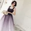 Chic / Belle Grape Dégradé De Couleur Robe De Bal 2018 Princesse Encolure Carrée Sans Manches Dos Nu Longue Robe De Ceremonie