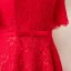 Chic / Belle Rouge Robe De Soirée 2017 Princesse En Dentelle Noeud Col Haut Bustier Dos Nu Manches Courtes Longueur Cheville Soirée