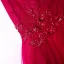 Chic / Belle Rouge Robe De Soirée 2017 Princesse Dentelle Perlage De l'épaule Dos Nu Manches Courtes Longueur Cheville Soirée